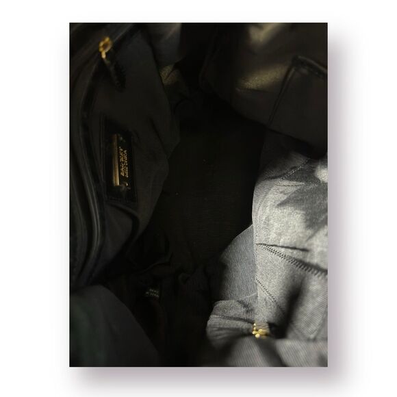 Badgley Mischka Leather Expandable Bucket Tote‎ Myra Shine Black bag - Picture 3 of 7